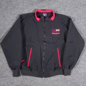Vintage US Open Bethpage 2002 Black Full Zip Windbreaker Jacket Blue Size L USA